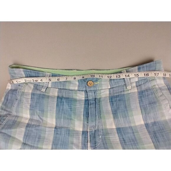 Tommy Bahama Relax Shorts Mens 33x10 100% Linen Plaid Bermuda Beach - Picture 2 of 13